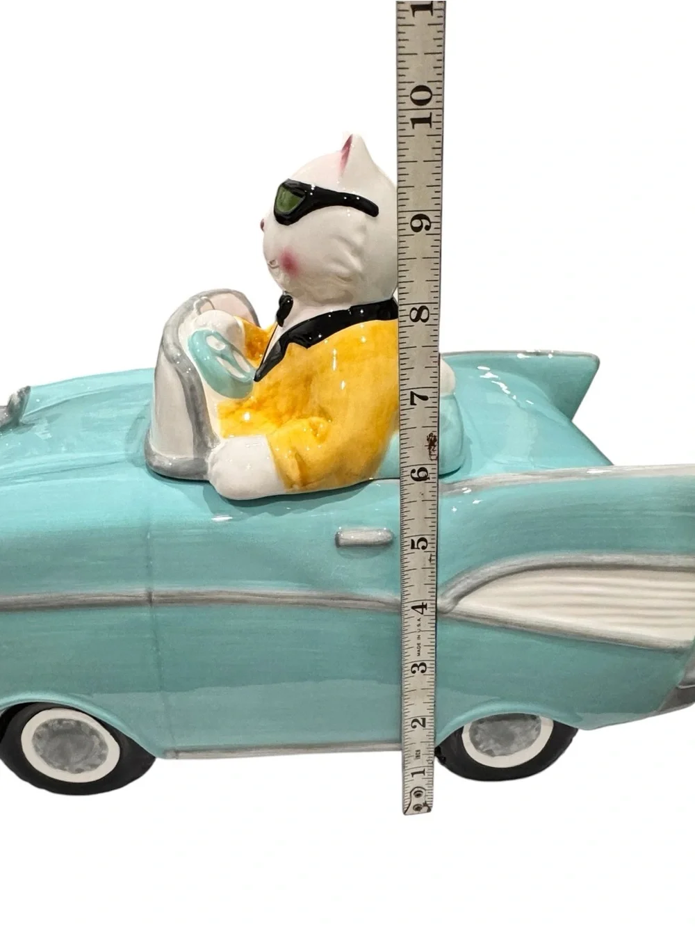 VTG 1997 Clay Art Collectible 1957 Chevy Cruisin’ Cats Ceramic Cookie Jar In Box